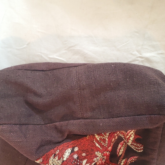 Rare Vintage Fendi One of a Kind Brown Beaded Embroidered Bird Canvas Bag Tote. - Picture 13 of 16